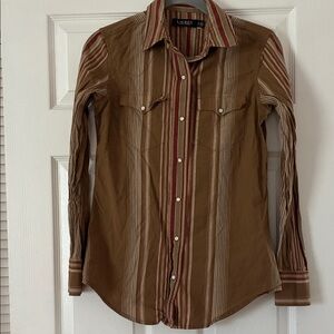 Women western inspired Striped Ralph Lauren button down shirt!